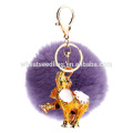 Wholesale Rabbit Fur Ball Keychain mix Colors 8CM Metal Geniune Fur Ball Keyring Bag Charm